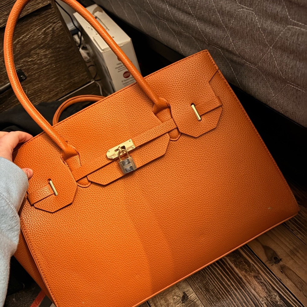 Elegant Orange Leather Handbag
